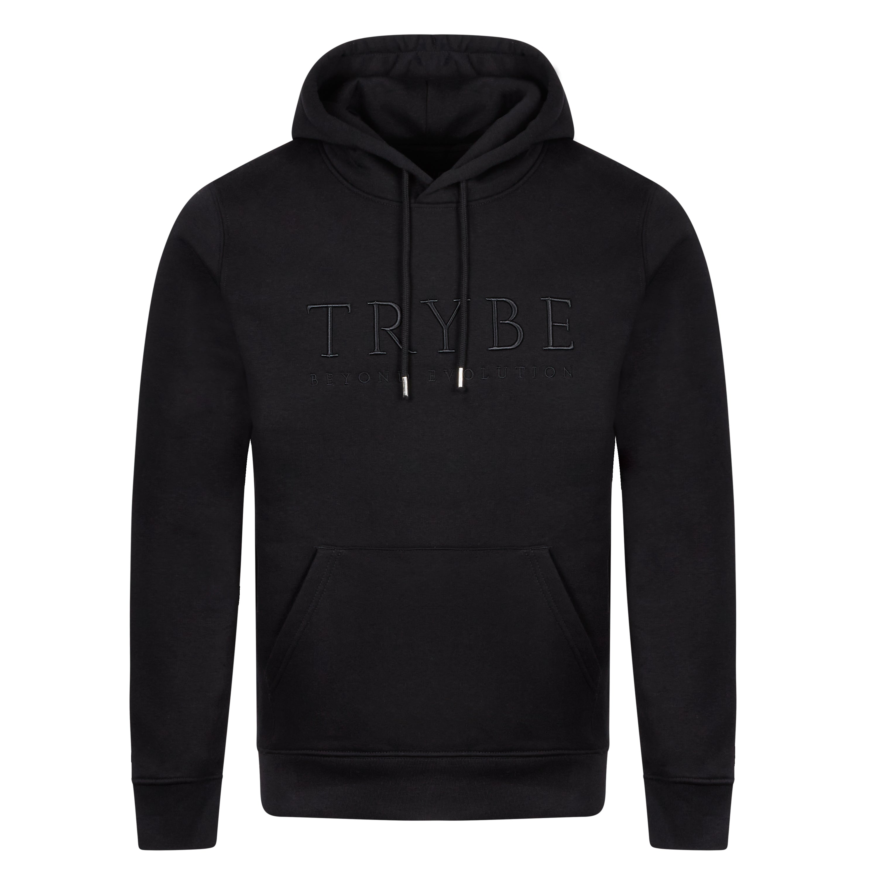 Mens Organic Cotton Slogan Hoodie Black/Black - Trybe