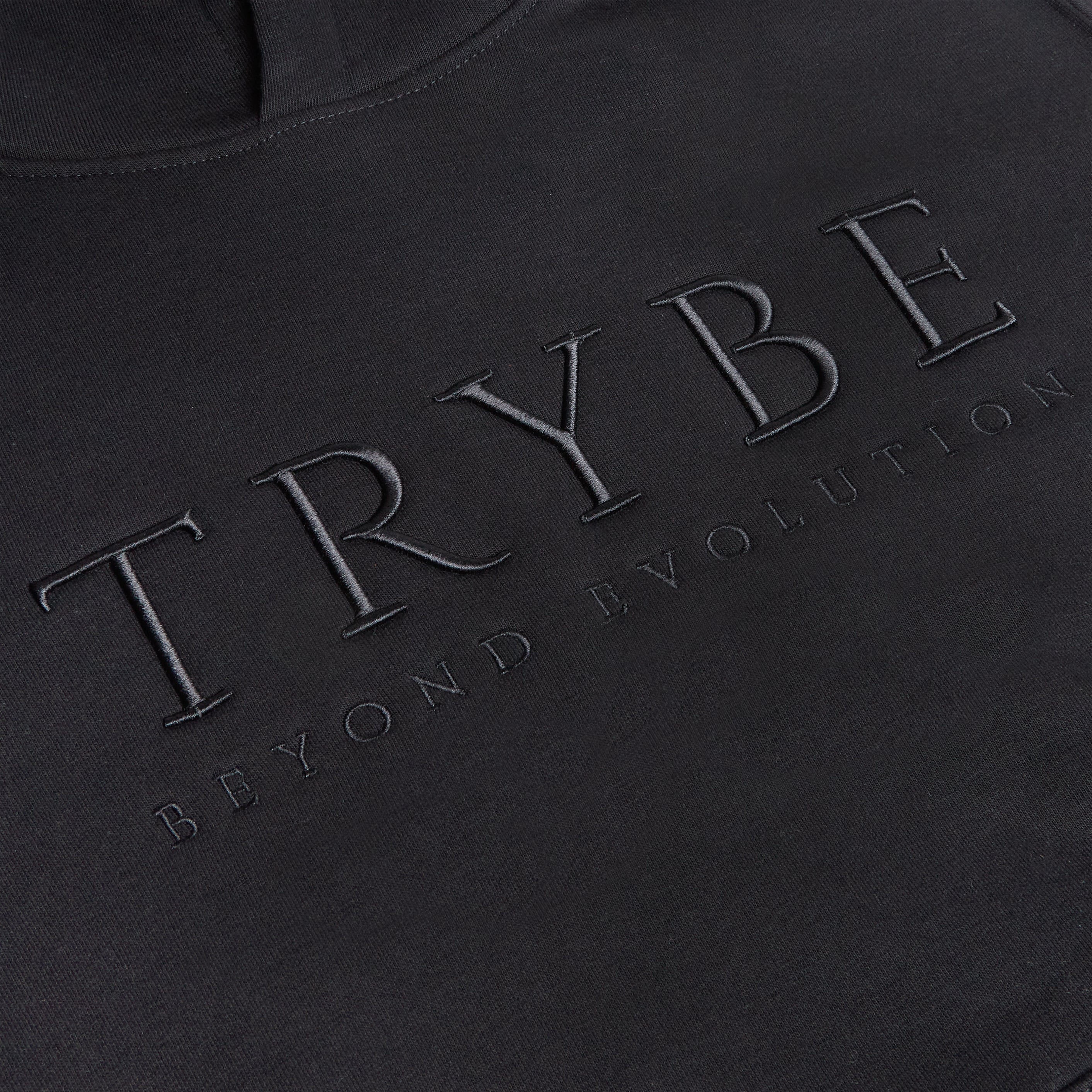 Mens Organic Cotton Slogan Hoodie Black/Black - Trybe